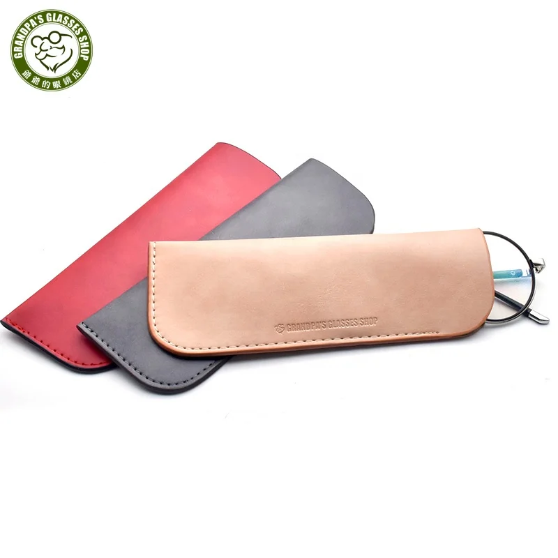 

Leather slim travel slip in eyeglass sleeve pouch eyeglasses holder clip glasses case for men women nearsighted glasses