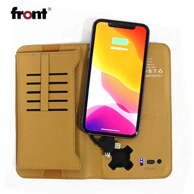 

2021 FRONT wireless wired charging fast charging 5000mAh powerbank wallet