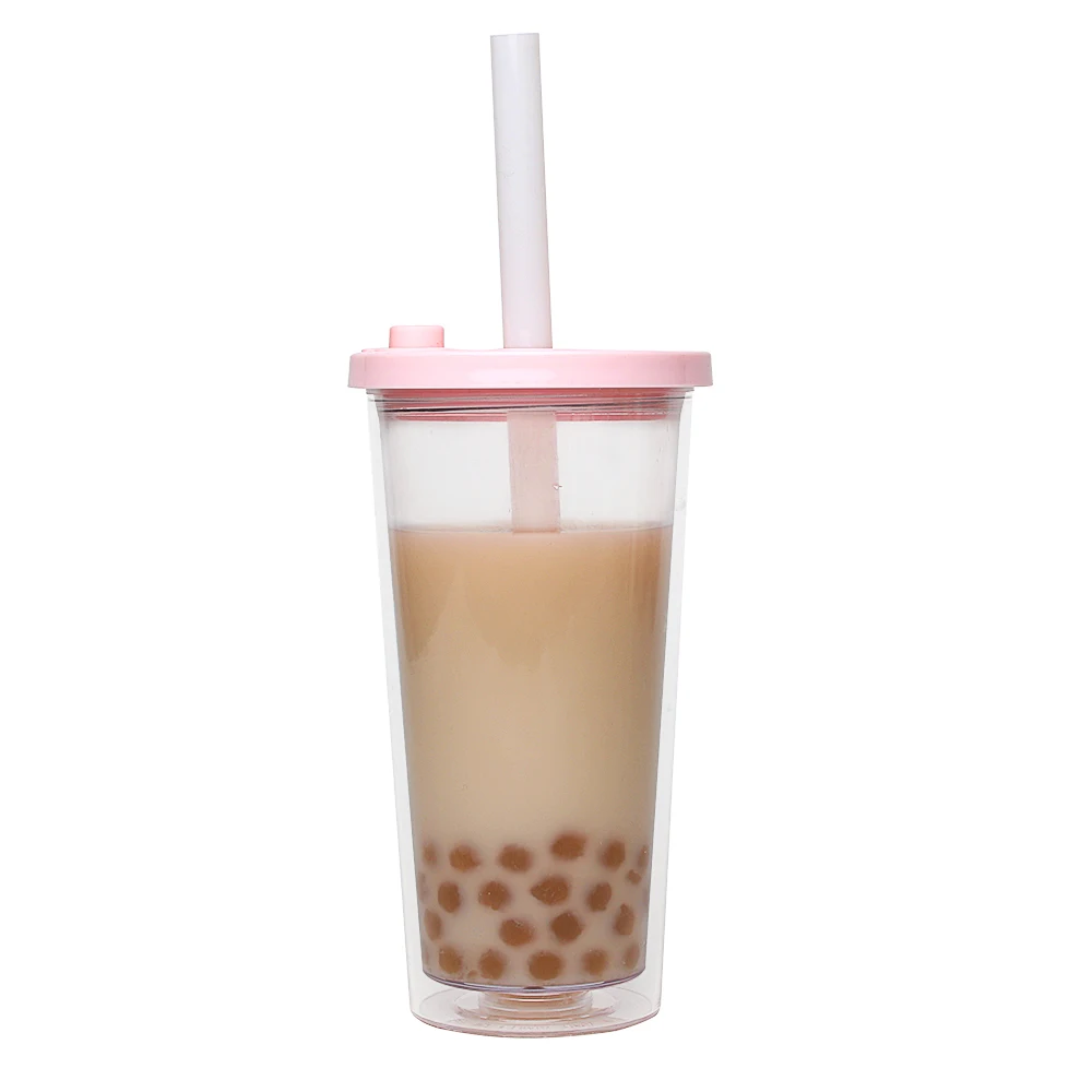 

Wholesale 16/20/24 oz double wall plastic tumbler cup, travel clear drink Beverage Bubble Tea Cups With PVC Insert BPA Free, Any colors are available
