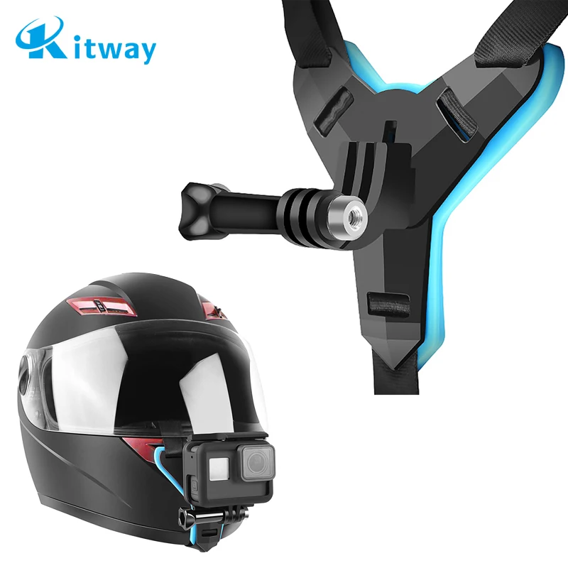 

Motorcycle Helmet Action Camera Strap Mount Front Chin Mount for GoPro Hero 10 9 8 7 6 5 4 3 4K Sport Accessory, Black blue