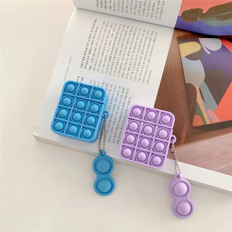 

2021 Pop it Rubber Case for Airpods Pro, Silicone Shockproof Cover Push Bubble Fidget Toy Case for Airpods 1/2