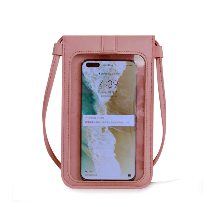 

2021 Ladies crossbody touchscreen bag leather hand outdoor multifunctional transparent sling women cellphone bag touch screen pu, Pink,dark pink,light blue, black,dark green,grey,dark grey, red