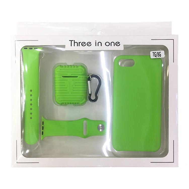 

Three in one Green color For phone case watch band for Airpods case For iphone 12