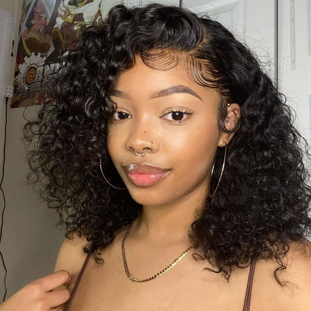 

Hot Sale Short Curly Bob 13x4 Frontal Wig Wet And Wavy Water Wave Bob Wig Malaysian Lace Front Human Hair Wigs For Women