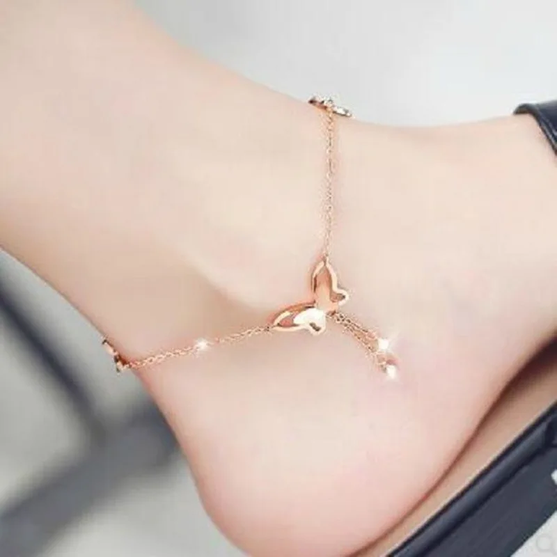 

Fashion Gold butterfly anklet for women Wholesale N203315, Silver