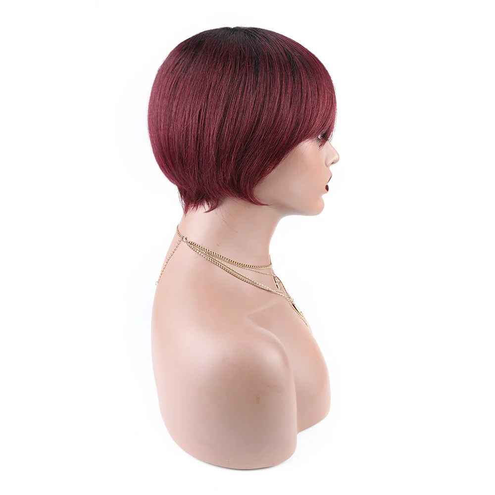 

FREE SHIPPING Short Wig Straight Style Pixie Cut Braizilian Wigs For Women 100% human hair wigs