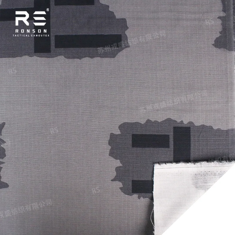 NYCO5050 Rip-stop T-BLOCK Camouflage Printed  50% Nylon 50% Cotton Fabric Durable Use for Tactical Uniform Waterproof and NIR