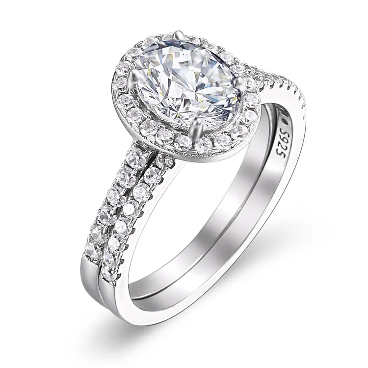 

SKA Hot sale 925 Sterling Silver CZ jewelry stackable rings Engagement promise ring made in China, Picture