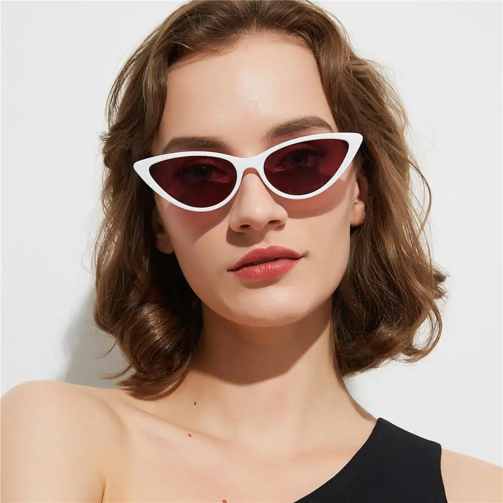 

Fashion 2021 Newest Hot Sale Occident Retro Half Metal Copper Frame Women Small Cat Eye Sunglasses, 3 colors