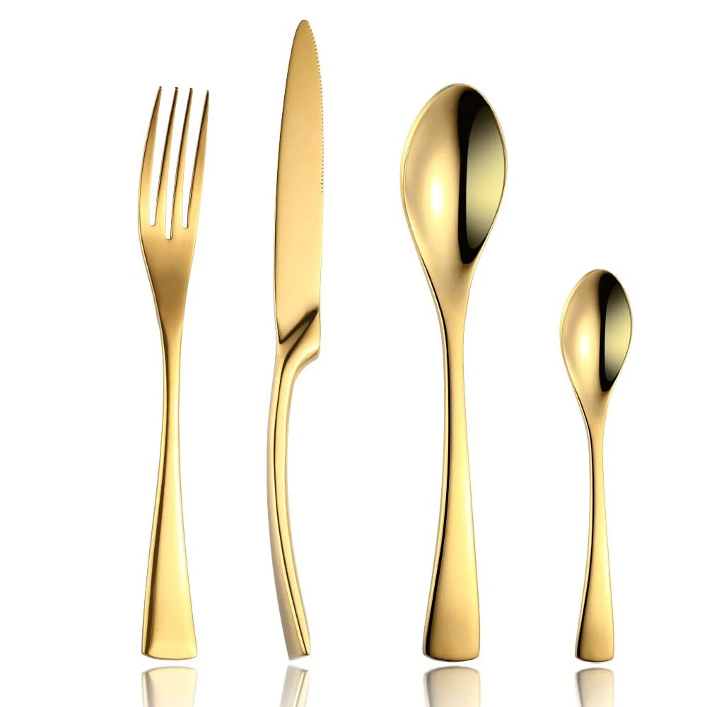 

Premium western utensils dessert fork gold stainless steel cultery set