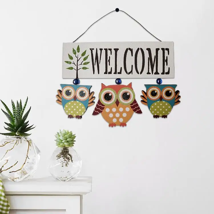 

Wooden Owl Welcome Decor Front Door Welcome Sign for Home Decor