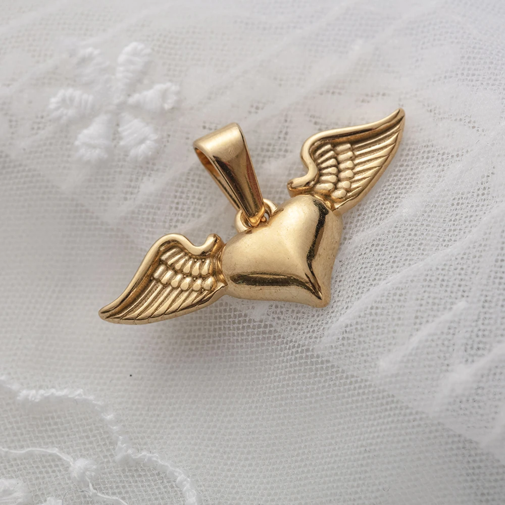 

New Arrival Heart Angel Charms Pendant Women Stainless Steel 18K Gold Plated Charms Pendants For Jewelry Accessories Making