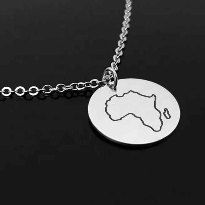 

Fancy Stainless Steel Africa Map Pendant Necklace, Gold,rose gold,black and silver