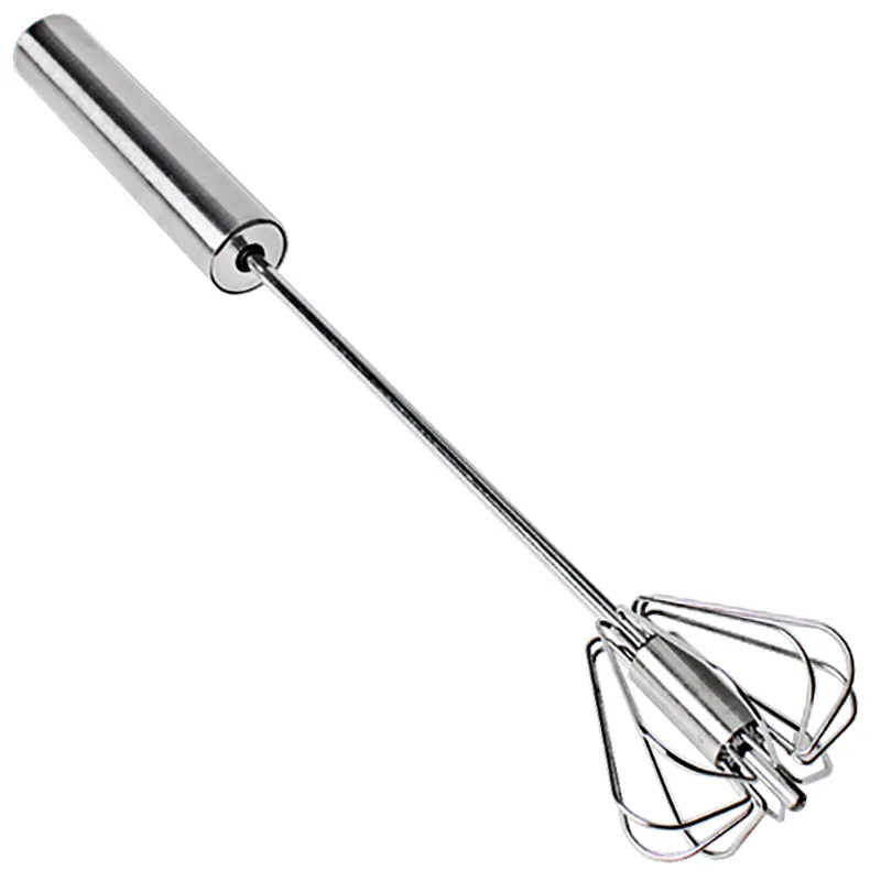 

Mini Frother Milk Stainless Steel Push-Down Zip Whisk Easy to Use Rotary Whisk Semi-automatic Hand Push Rotary Egg Whisk Blender, Picture show