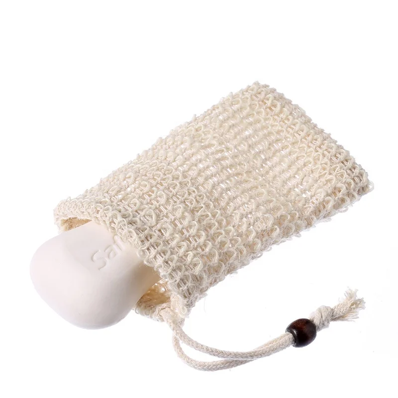 
9x14cm REACH Certificated Soap Exfoliating Bag Drawstring Natural Sisal Soap Saver Pouch Mesh Soap Bar Bag for Shower 
