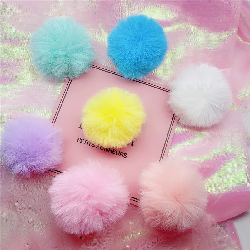 

Soft Rabbit Fur Plush Ball Poping-up Mobile Phone Grip Stand holder