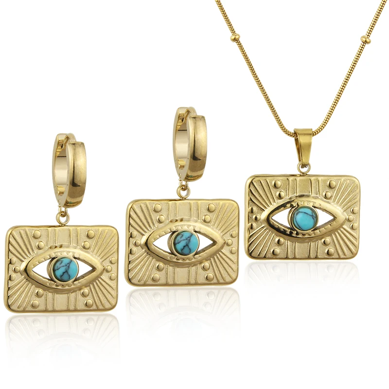 

18K Gold Plated Stainless Steel Fashion Jewelry Square Eye Pattern Inlaid Stone Crystal Snake Bone Chain Necklace For Women, Gold color