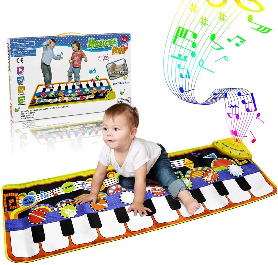 
Music Piano Keyboard Dance Floor Mat Carpet Animal Blanket Touch Playmat Early Education Toys Kids Musical Mats 