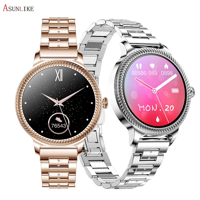 

2021 new arrival AK38 women smart watch gold steel strap full touch health sport watch for Android iOS smart bracelet