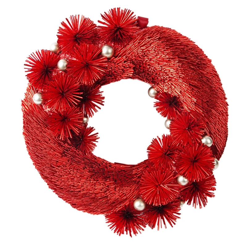 2020新设计手工家居装饰pom poms红色花环圣诞花环