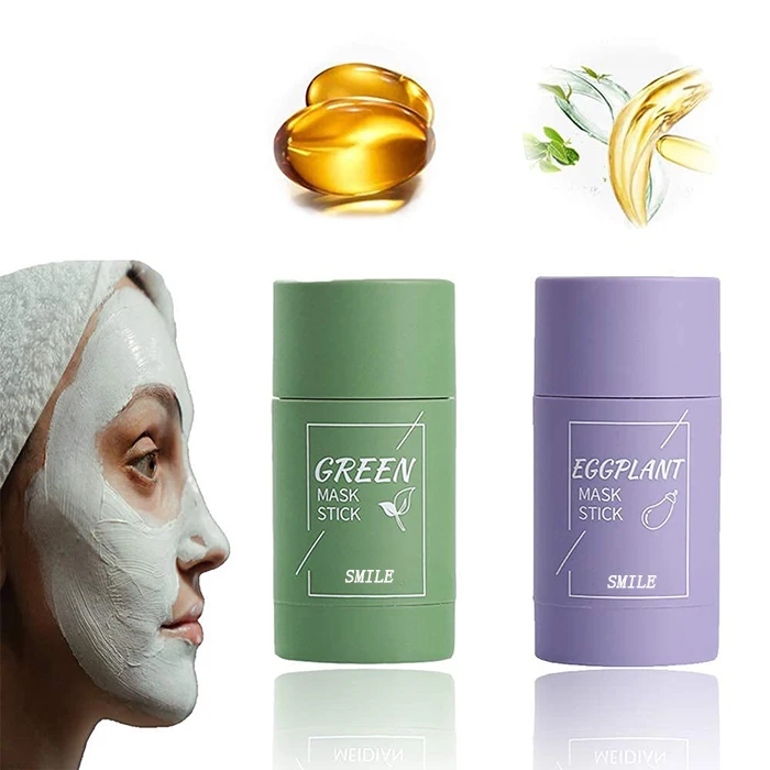 

Private Label Face Moisturize Oil Control Deep Clean Pore Improve Skin Green Tea Eggplant Purifying Clay Mask Stick For All skin, Pink