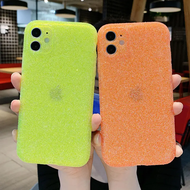 

Luxury Fluorescent Color Phone Case For iPhone SE 2020 11Pro Max XR XS Max X 7 8 Plus Shining Glitter Case For iPhone 11 11Pro