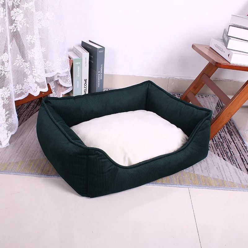 

Factory direct velvet dog pet bed three dimensional stripes hous pet plush sofa bed, As picture