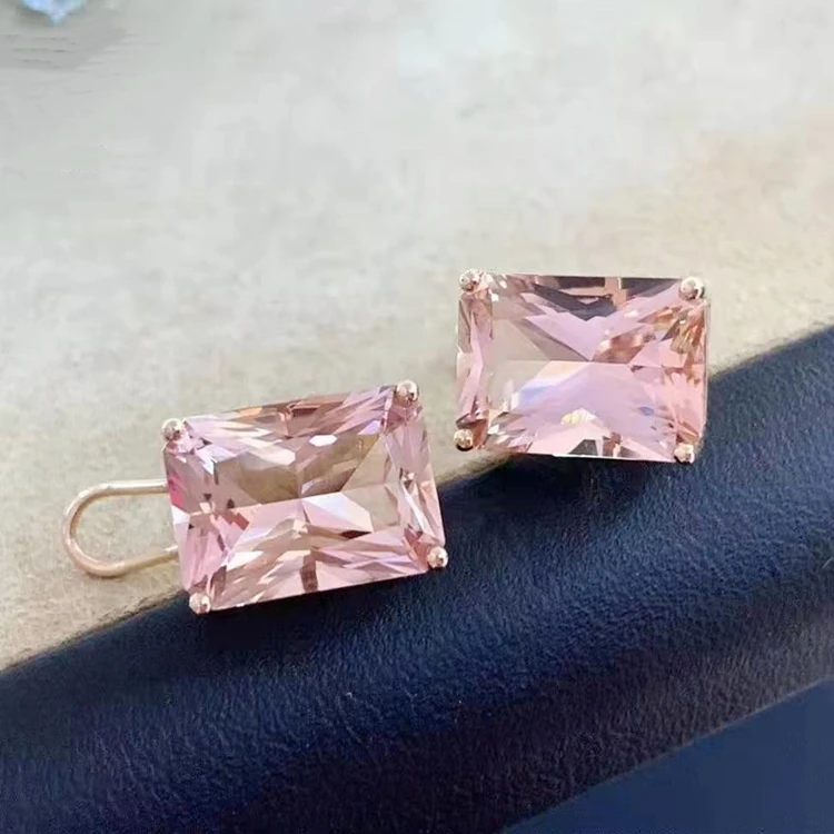 

SGARIT hot sale jewelry novel design natural morganite engagement 18k gold 13.02ct natural morganite women's earrings, Picture shows