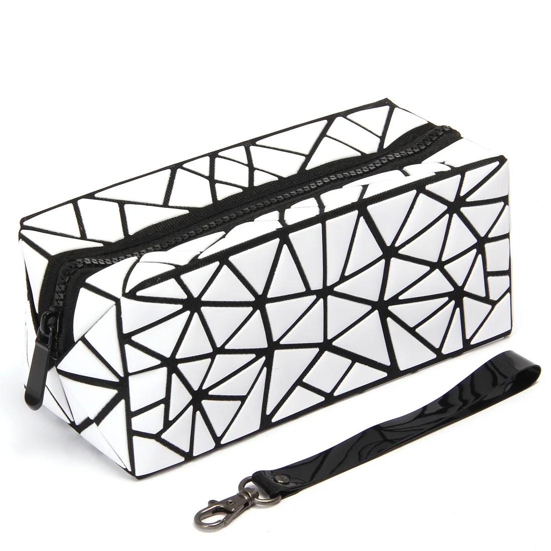 

Hot Geometric Rhombus Folding Pencil Bag Cosmetic Make Up Case Bag For Ladies, As pictures