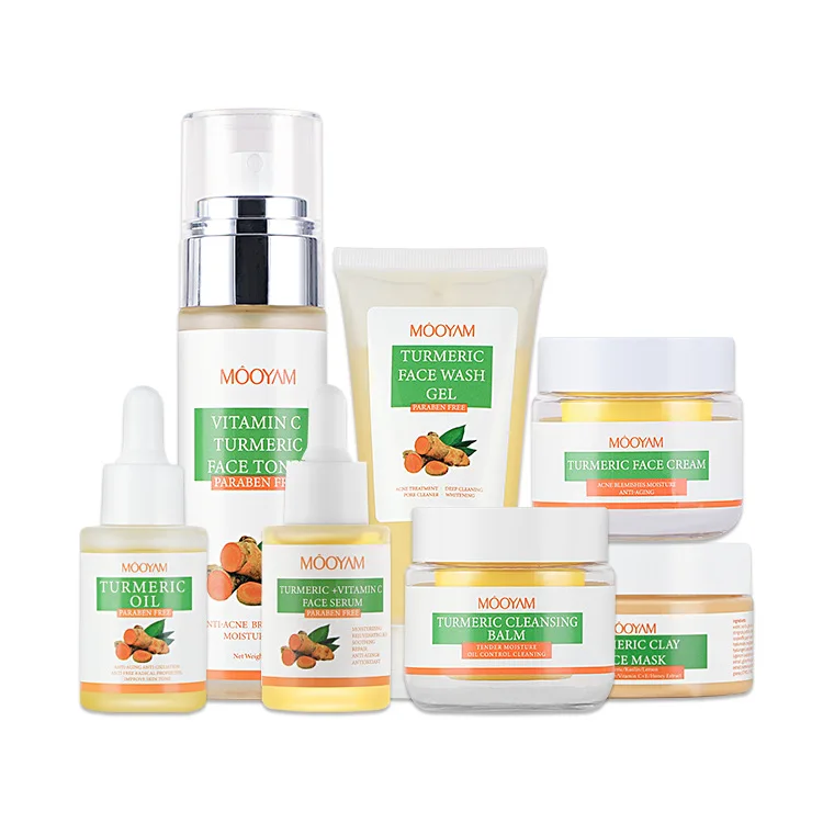 

Hot sell Vegan Natural Organic Whitening Facial skin care set Dark Spot Private Label Professional turmeric Skin Care Set