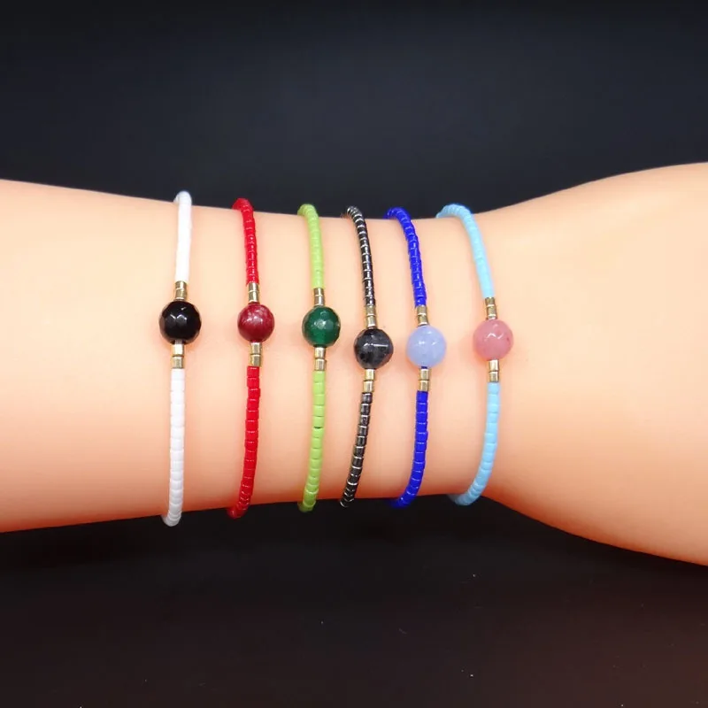 

JC crystal Boho Friendship Simple Bracelet Fashion Jewelry Multi Color Miyuki Seed Beaded Elastic Rope Bracelets for Women