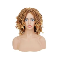 

cheap color african short synthetic crochet braid hair dreadlocks wig for black women