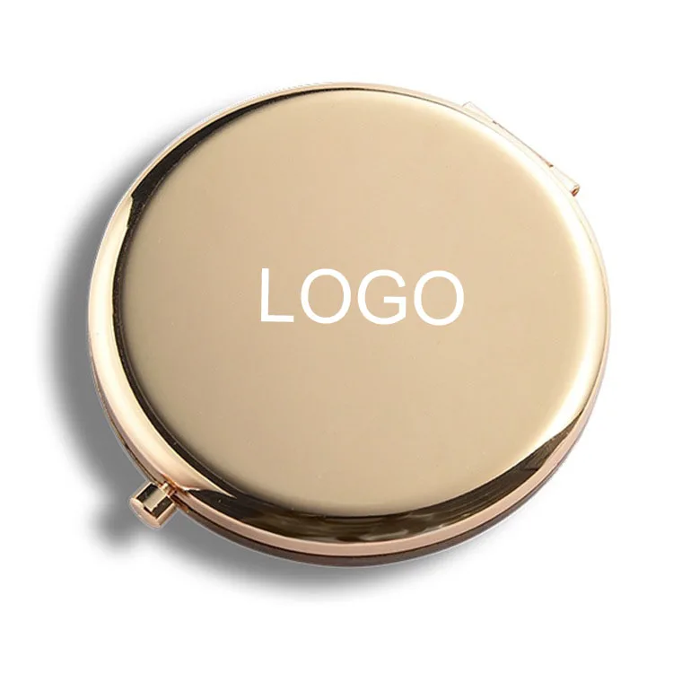 

High quality custom logo metal round gold hand mirror makeup double sided cosmetic mirror, Silver, gold ,rose gold,