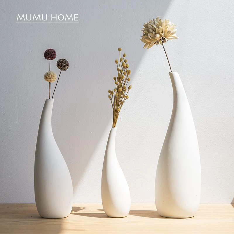 

Modern unglazed vases white matte porcelain handmade home decorative craft