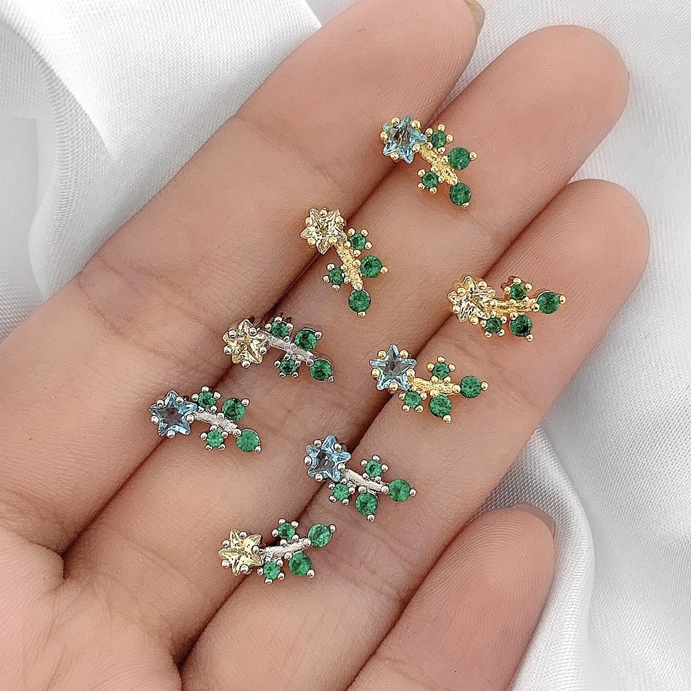

Crystal Diamond Minimalist Jewelry 18K Gold Plated Star Stud Earrings