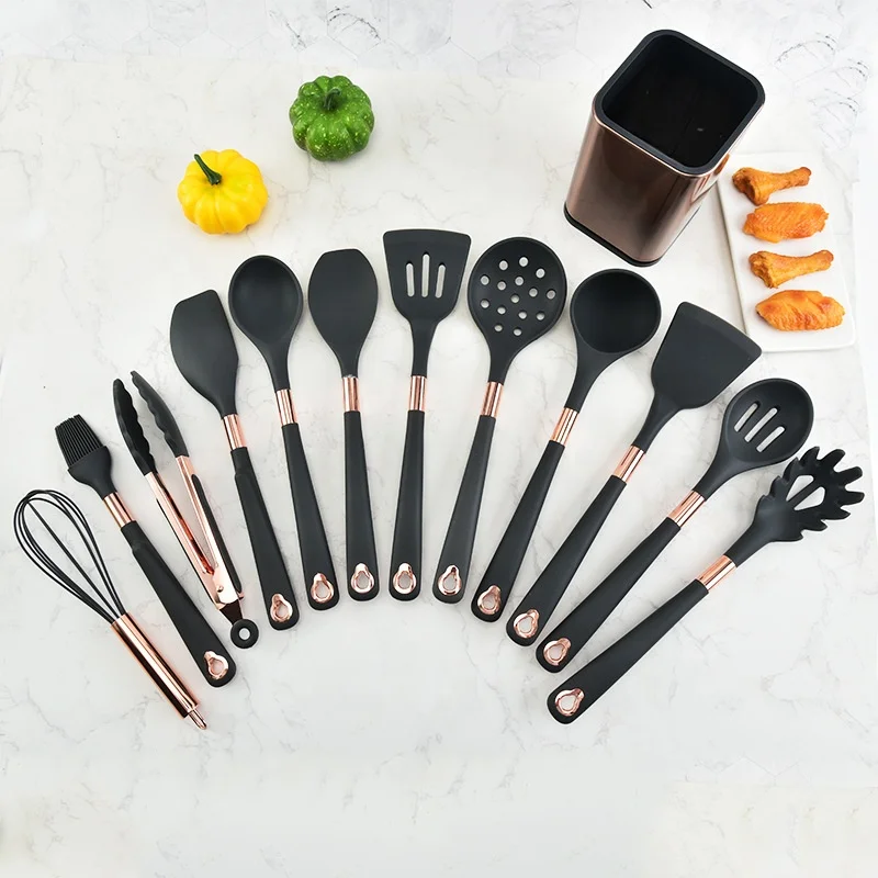

Amazon Hot Sale 13pcs Kitchen Accessories silicone kitchenware Cooking Utensil Set, Customized