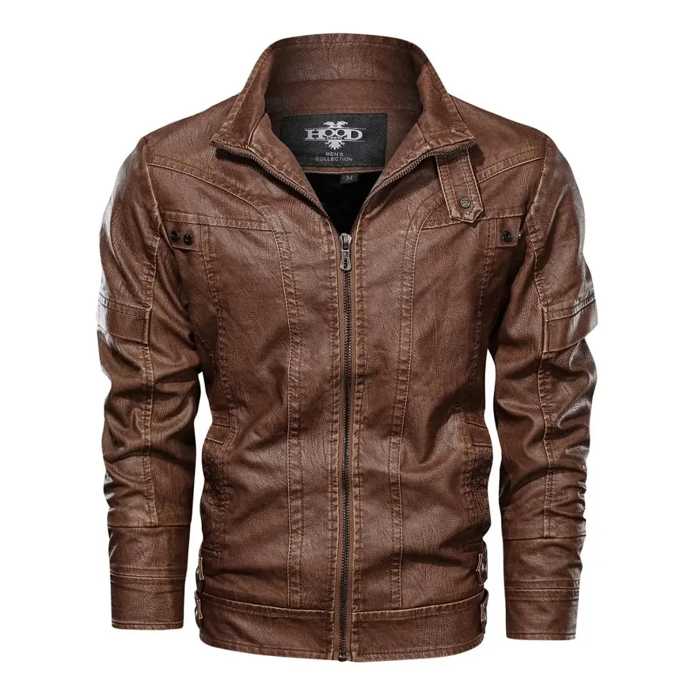 

US Size Mens Jackets Wholesale chaquetas de cuero hombre Zip Opening Brown Black CoffeeMotorcycle PU Leather Jaket, Brown, black, coffee