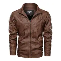 

US Size Mens Jackets Wholesale chaquetas de cuero hombre Zip Opening Brown Black CoffeeMotorcycle PU Leather Jaket