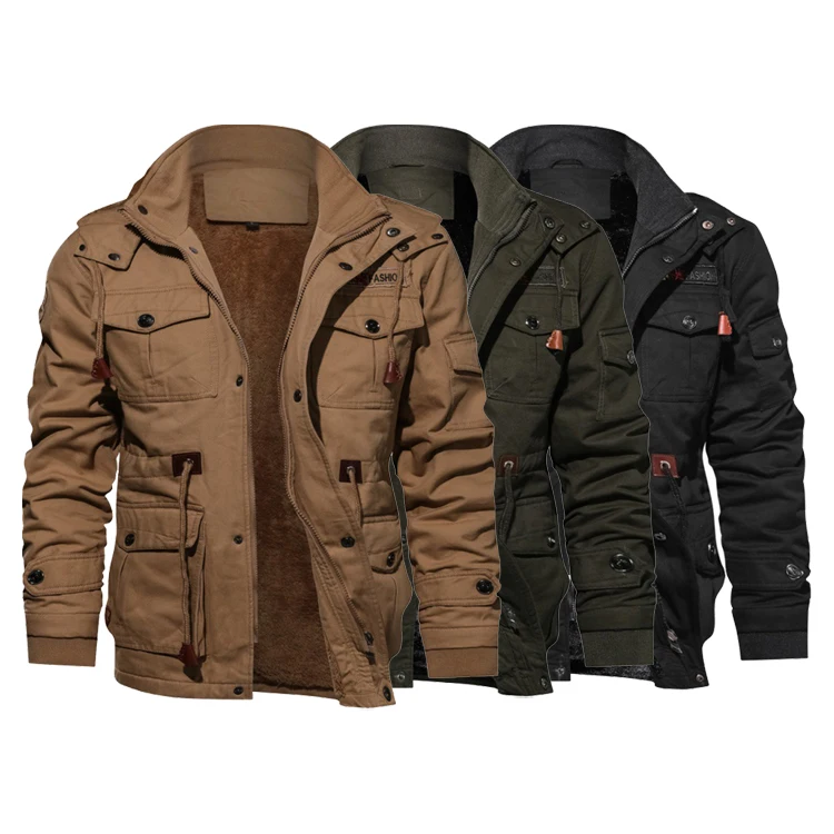 

Thicken Fleece Men Military Plus Size Jackets 5XL Plus Size Coats Winter Warm Outerwear Zip Up Pilo Motorcycle Jacket