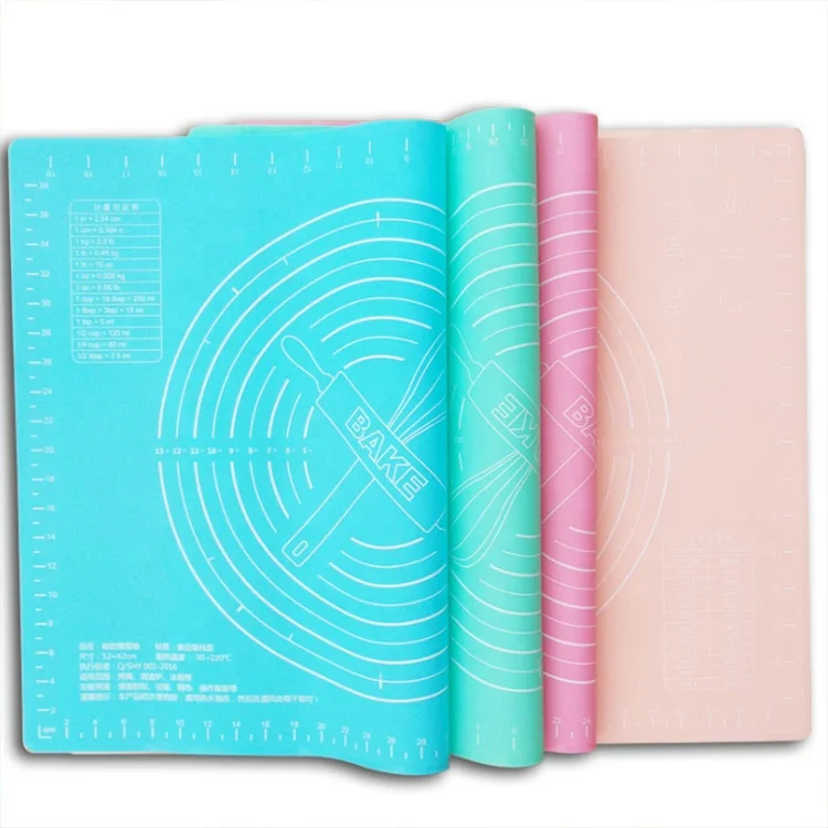 

Thickening Heat Resistance Non Slip Colorful Silicone Kneading Mat Silicone Baking Mat, Peach,sky blue,mint green,pink