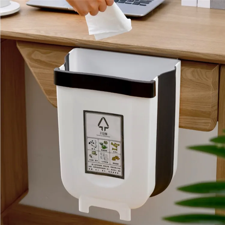 
plastic Collapsible Folding Trash Bin Can Attached to Cabinet Door Kitchen Drawer Bedroom Dorm Room Car Waste Bin 
