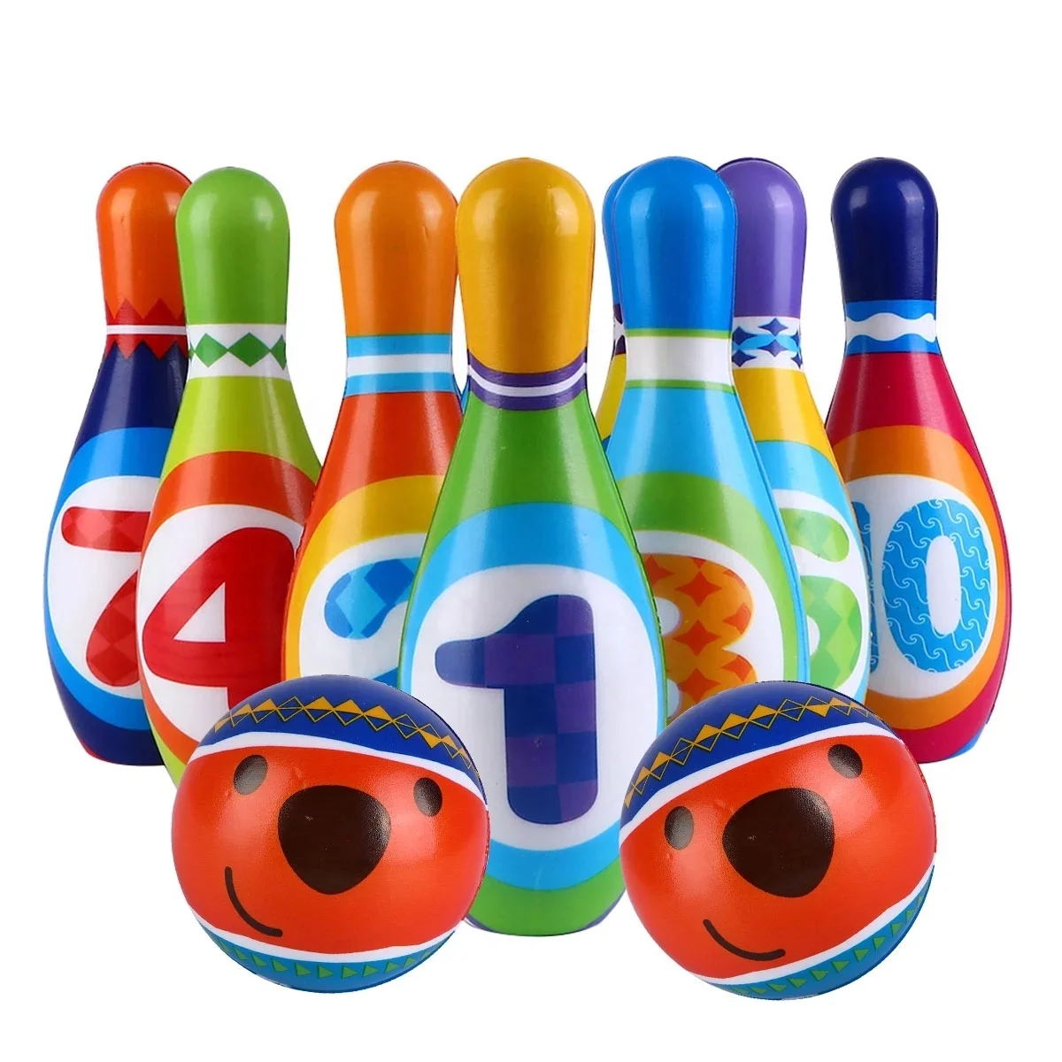 

TY 1 Set Large PU Solid Bowling Ball Kit Portable Children Sports Plaything Children Colorful Sports Toy, Picture