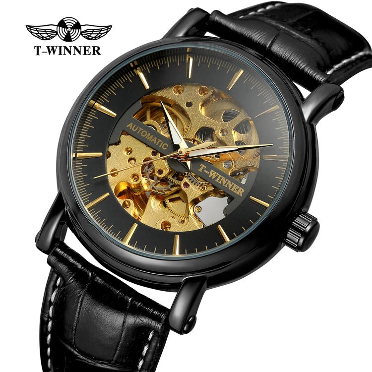 

WINNER 284 Men Watches Automatic Black Watch Men Stainless Steel Waterproof Business Sport Mechanical Wristwatch Luxury Brand