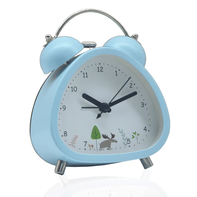 

Analog Twin Bell Alarm Clock Cute Triangle Shape with Backlight and Loud Alarm