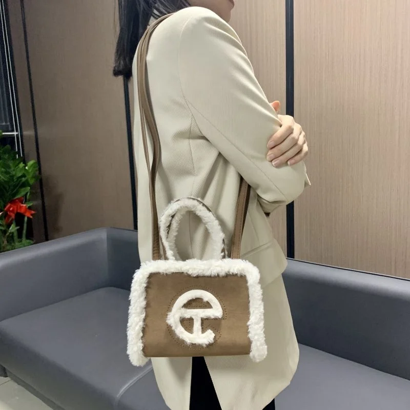 

Suede wool lamb purse designer handbags famous brands telfar purses hand bags ladies fur purses luxury handbags for women, Customizable