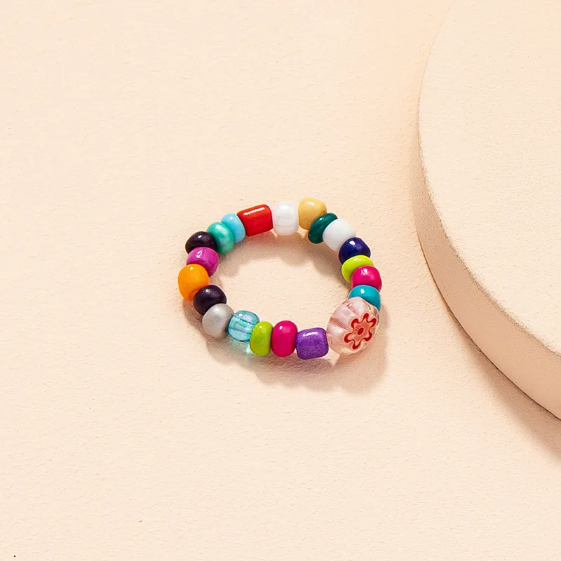 

Simple Women's Acrylic Resin Color Beaded 2021 New y2k Fashion Personality Ring Jewelry, Like picture