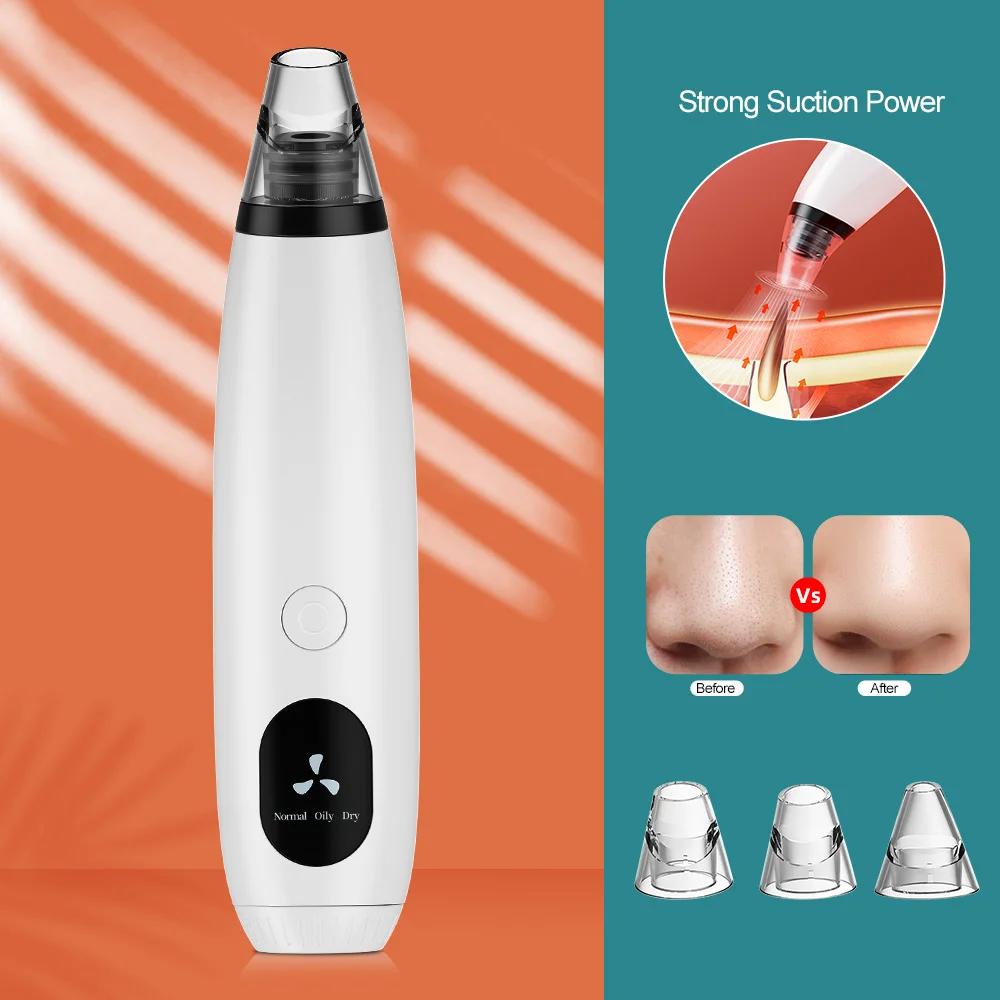 

Strong Acne Suction Mini Facial Black Dots Point Pore Vacuum Blackhead Cleaner Remover, White