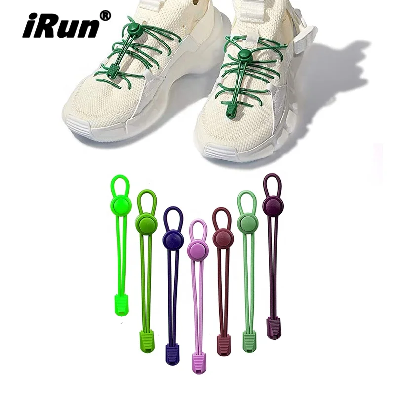 

new Design custom logo no tie shoelaces with lock elastic rope string shoe lace Adjustable Sports Round lace for Kids and Adults