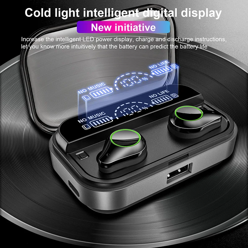 Airoha 5.0 Bluetooth Tws Truely Earbuds Battery Capacity 4000mah Led ...