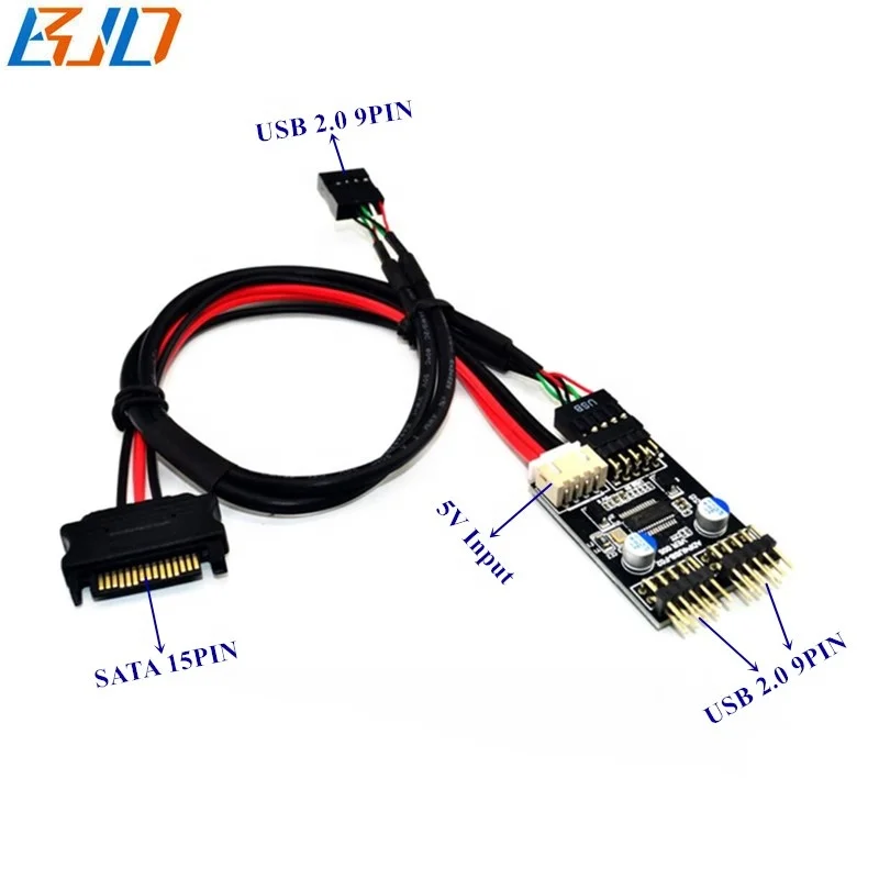 

USB 9-Pin Header to 2 USB 2.0 9Pin Male Hub Adapter Converter + 30CM USB Extension Cable in stock